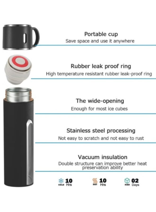 Vacuum Flask Original 500ml Thermos Mug with 3 Cups - Black - Image 4